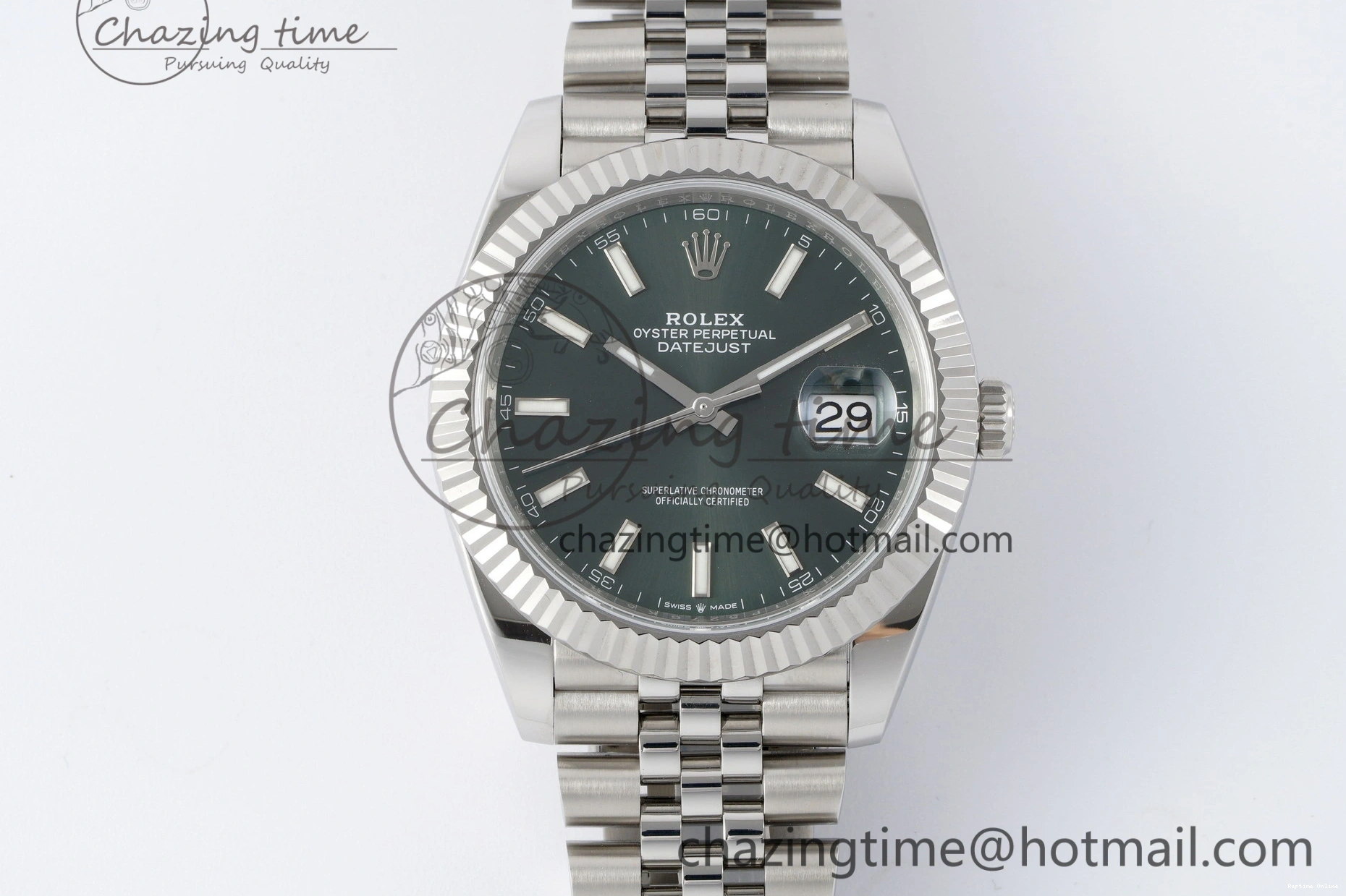 0408 Tailored DateJust 41 126334 NTF 1:1 Best Edition 904L Steel Green Stick Dial on Jubilee Bracelet VR 2155